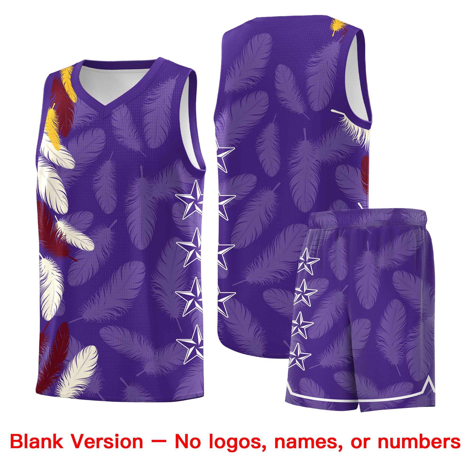 Custom Youth Basketball Jersey Purple Crimson Feather Series Sports Uniform
