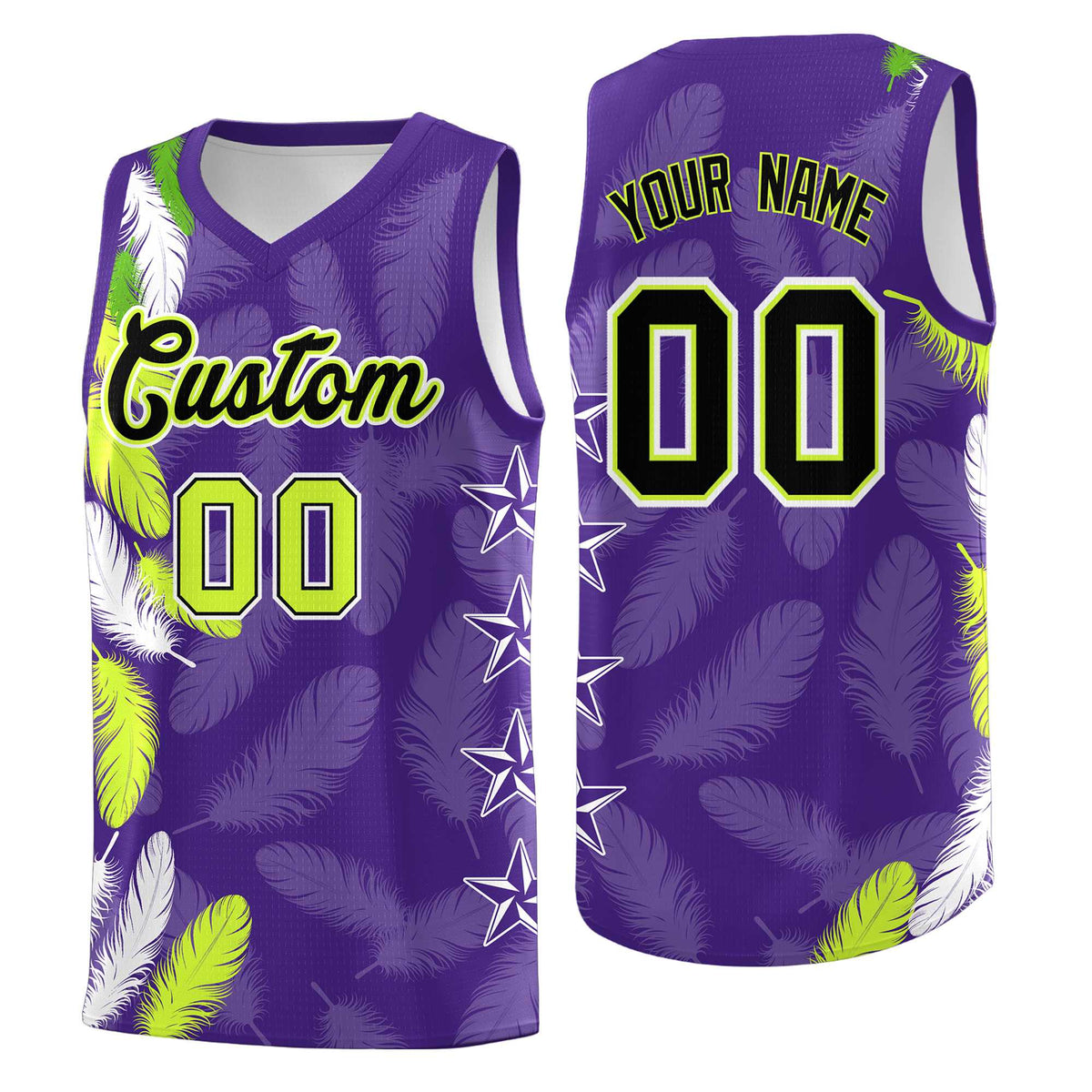 Custom Youth Basketball Jersey Purple Black Feather Series Sports Uniform
