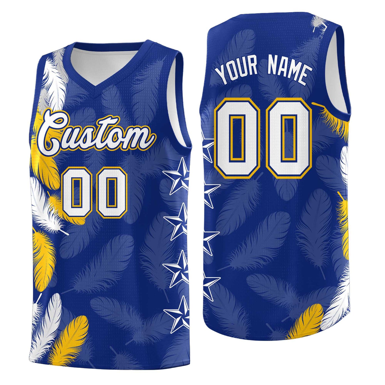 Custom Youth Basketball Jersey Royal White Feather Series Sports Uniform
