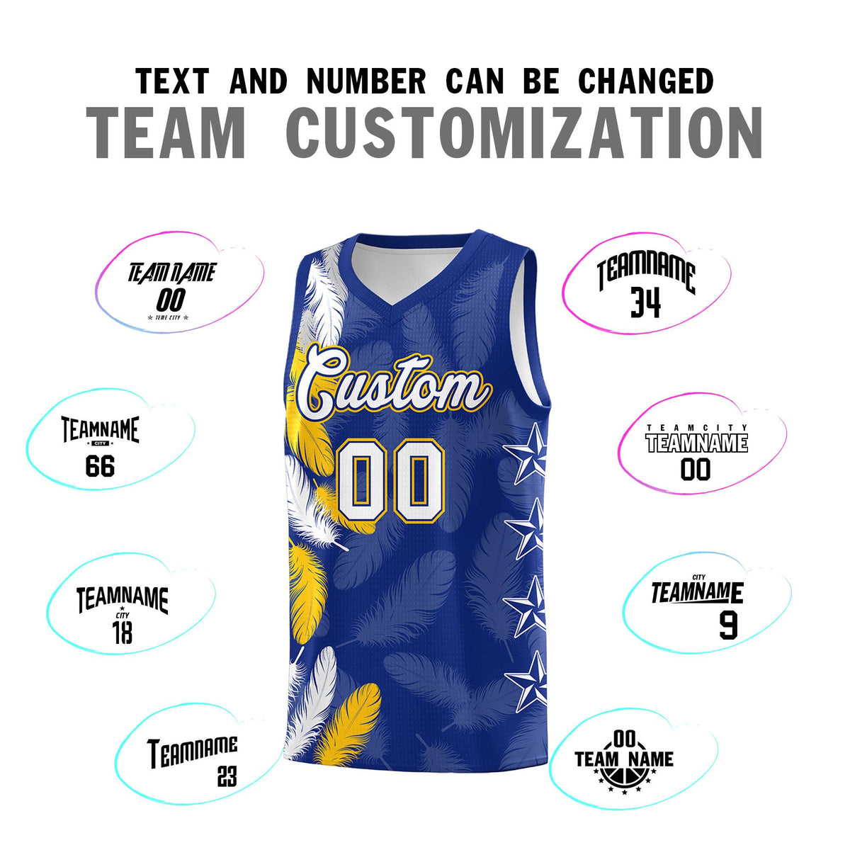Custom Youth Basketball Jersey Royal White Feather Series Sports Uniform
