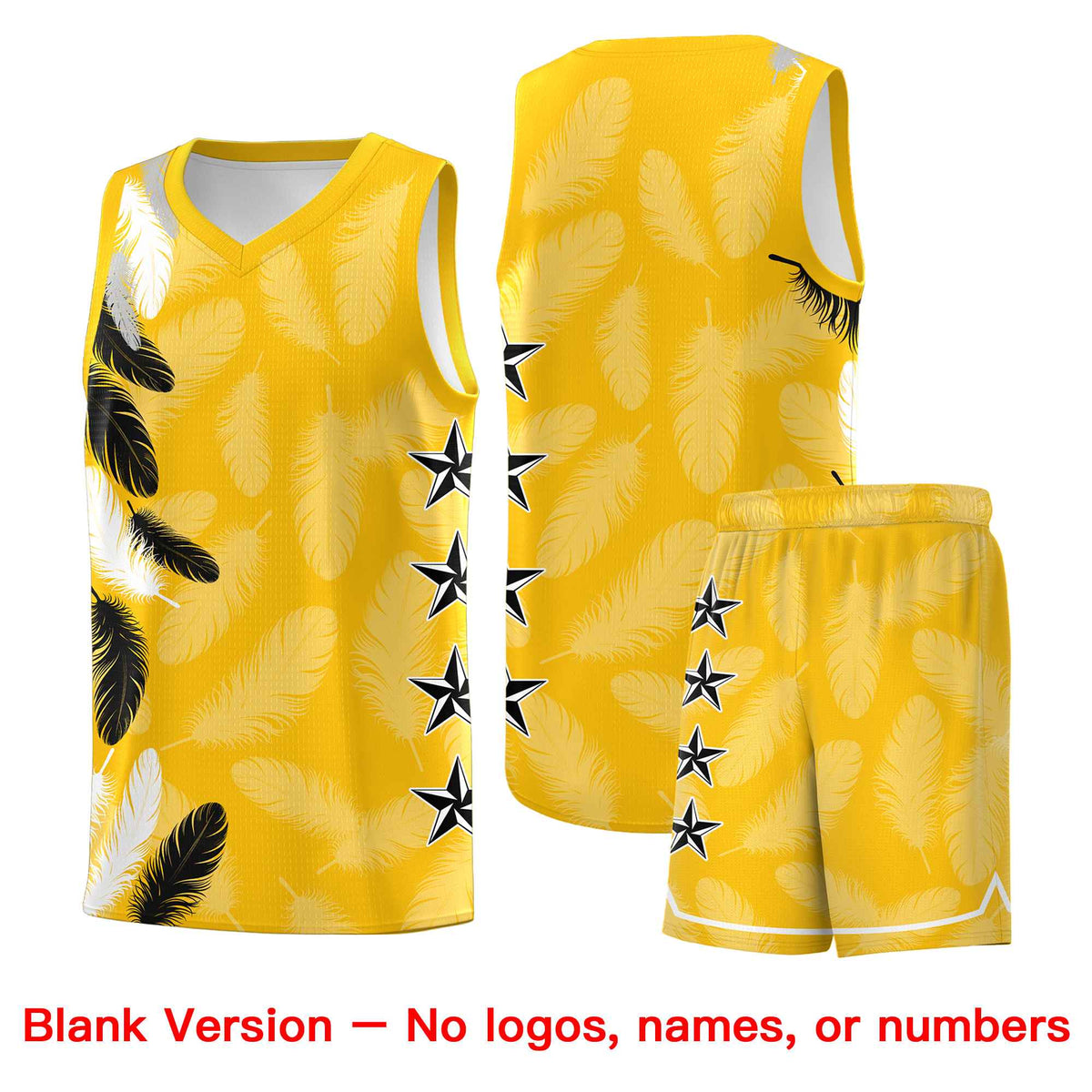 Custom Youth Basketball Jersey Gold Black Feather Series Sports Uniform
