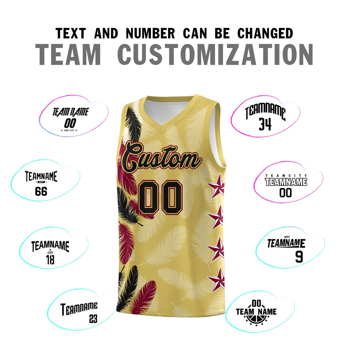 Custom Youth Basketball Jersey Old Gold Black Feather Series Sports Uniform