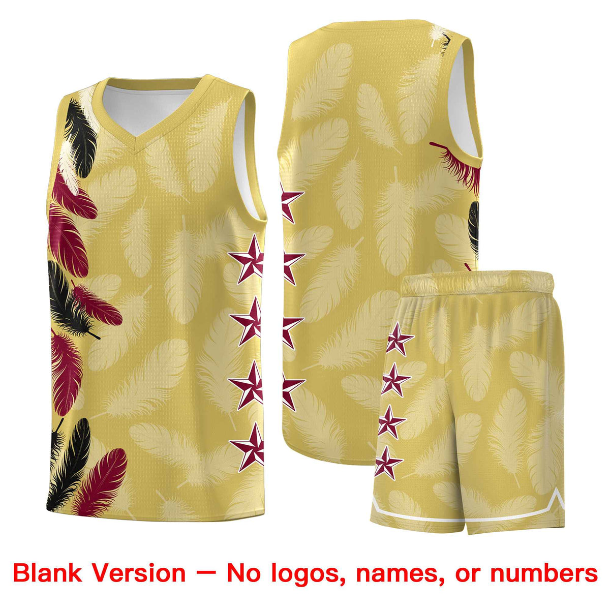 Custom Youth Basketball Jersey Old Gold Black Feather Series Sports Uniform