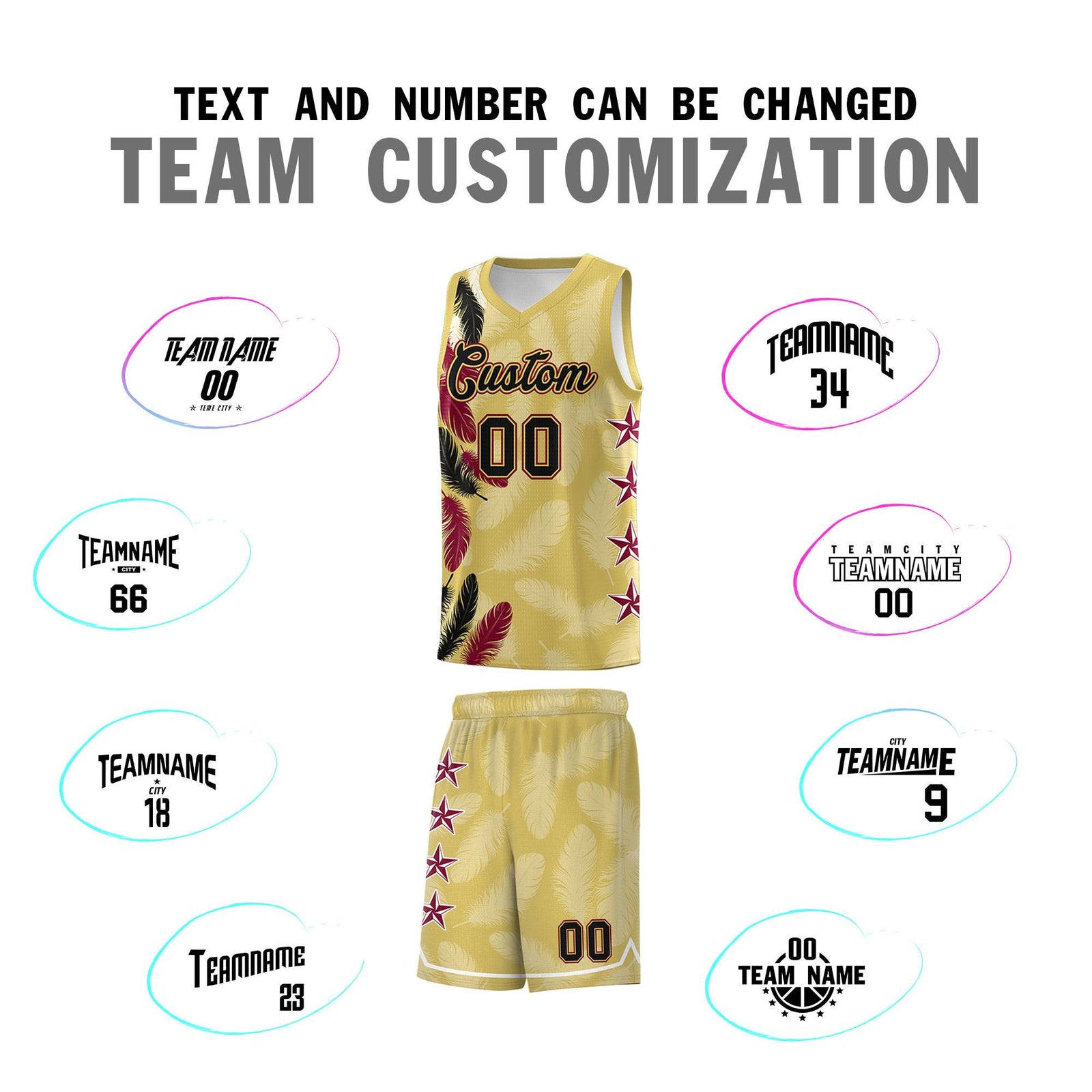 Custom Youth Basketball Jersey Old Gold Black Feather Series Sports Uniform
