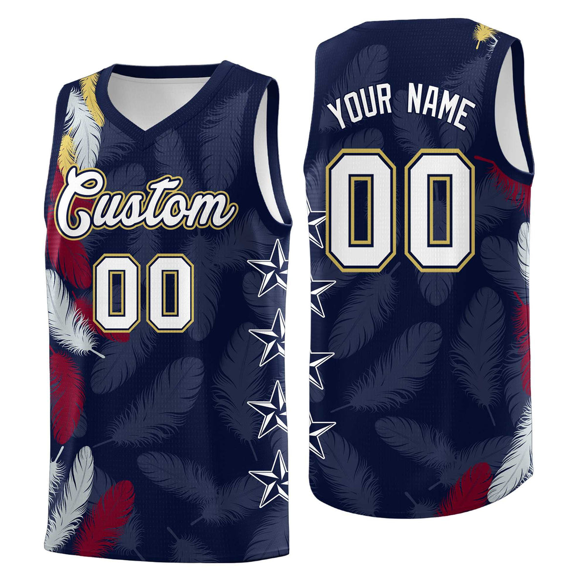 Custom Youth Basketball Jersey Navy White Feather Series Sports Uniform