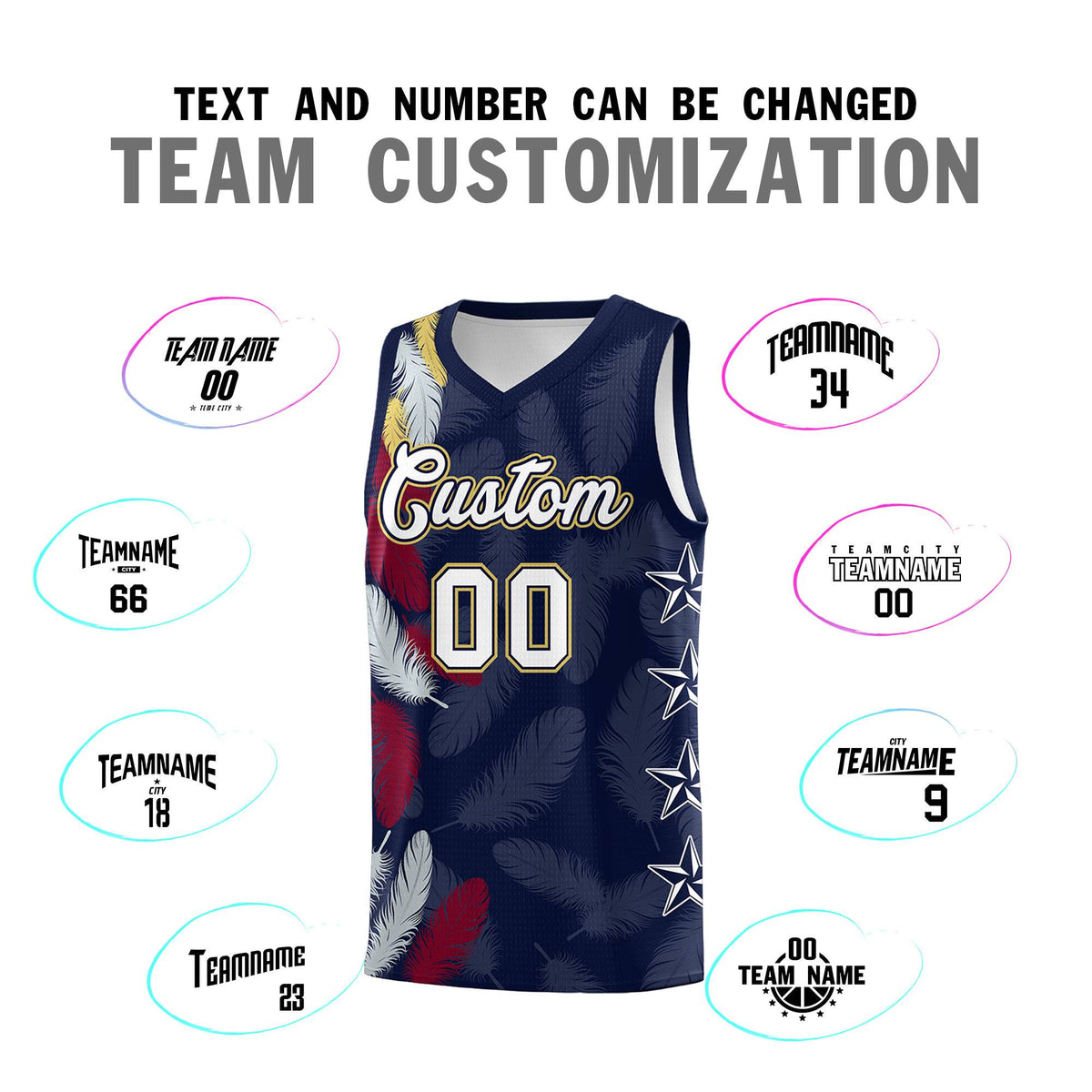 Custom Youth Basketball Jersey Navy White Feather Series Sports Uniform