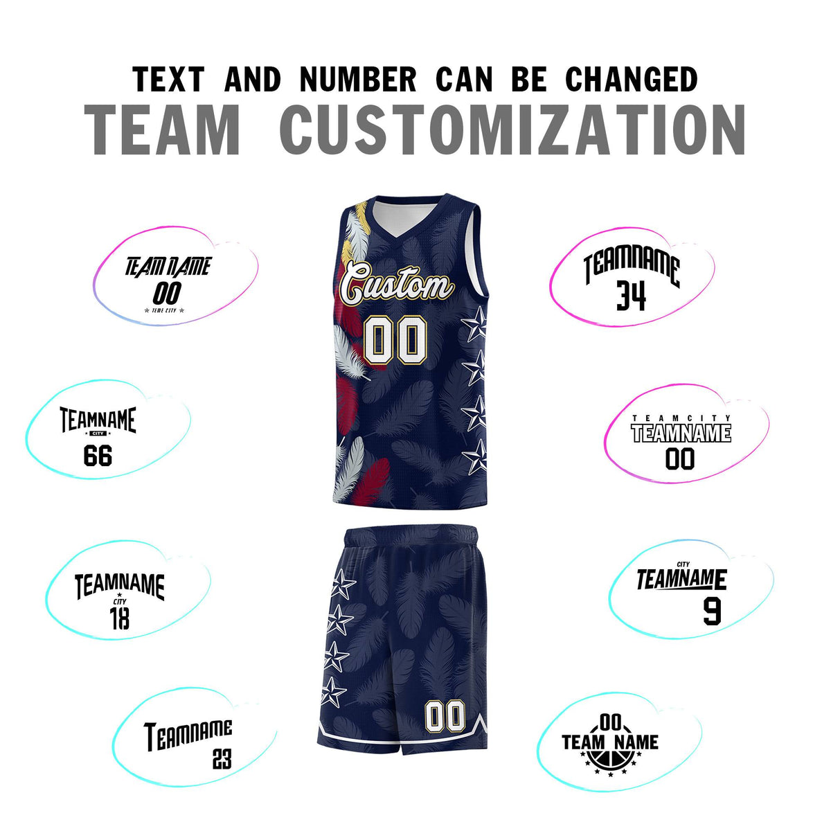 Custom Youth Basketball Jersey Navy White Feather Series Sports Uniform