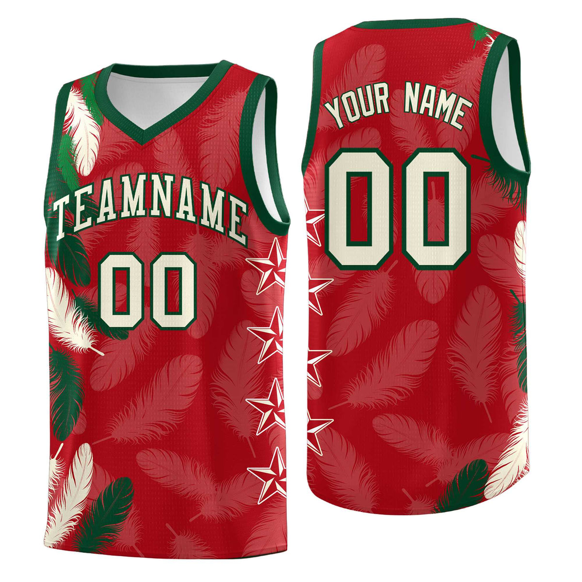 Custom Youth Basketball Jersey Red Cream Feather Series Sports Uniform