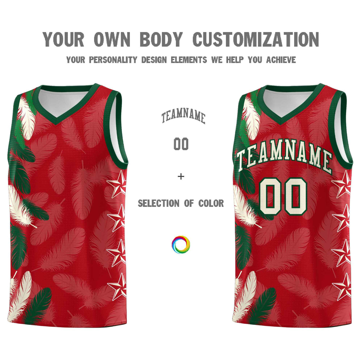 Custom Youth Basketball Jersey Red Cream Feather Series Sports Uniform