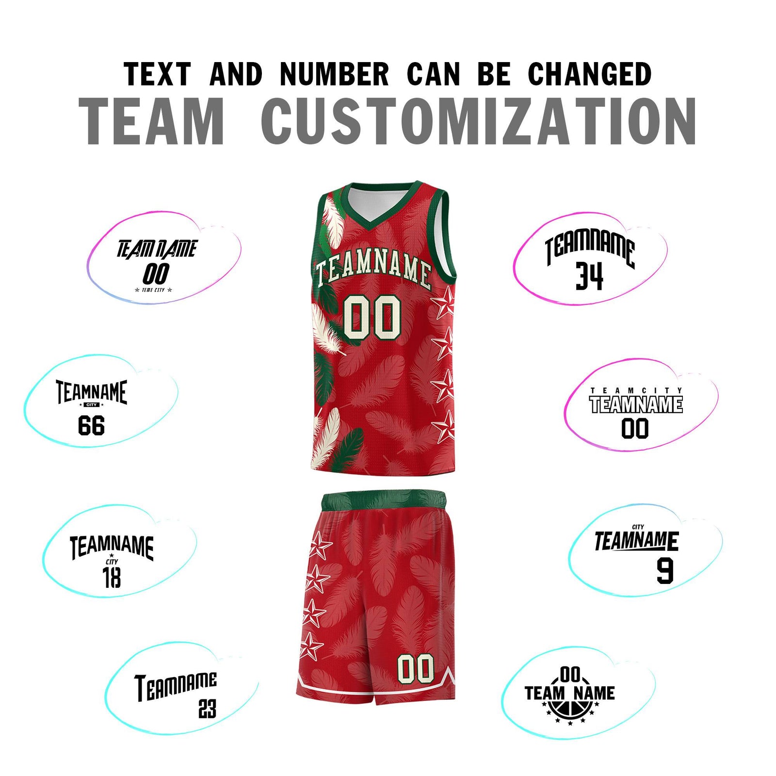 Custom Youth Basketball Jersey Red Cream Feather Series Sports Uniform