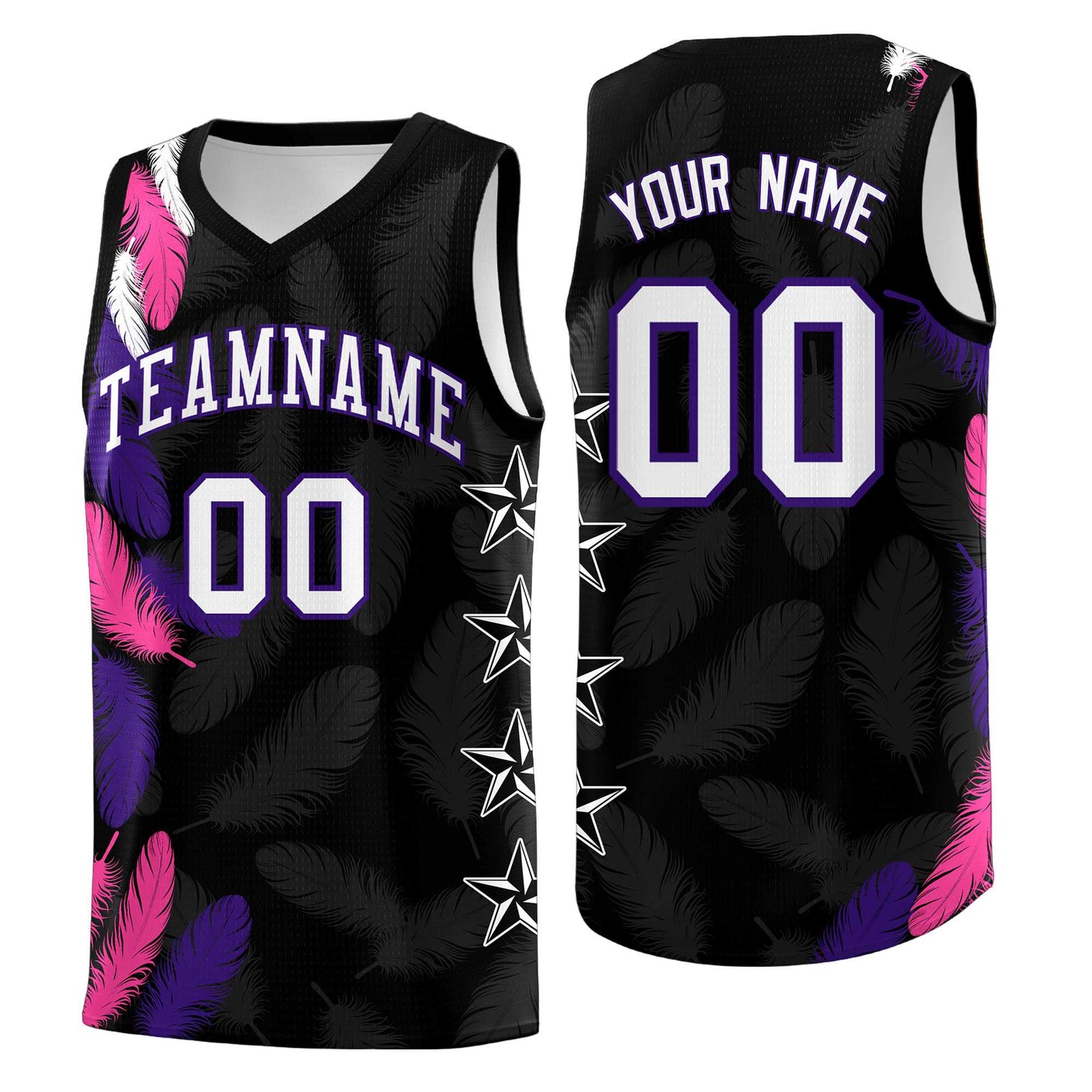 Custom Youth Basketball Jersey Black White Feather Series Sports Uniform