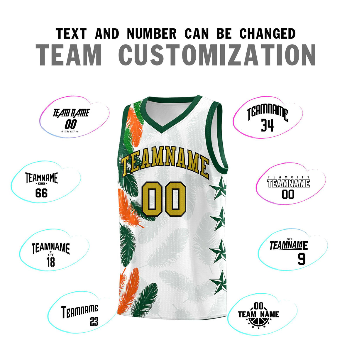 Custom Youth Basketball Jersey White Old Gold Feather Series Sports Uniform