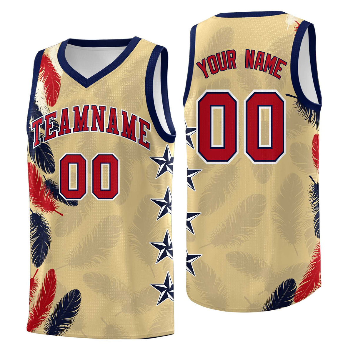 Custom Youth Basketball Jersey Khaki Red Feather Series Sports Uniform