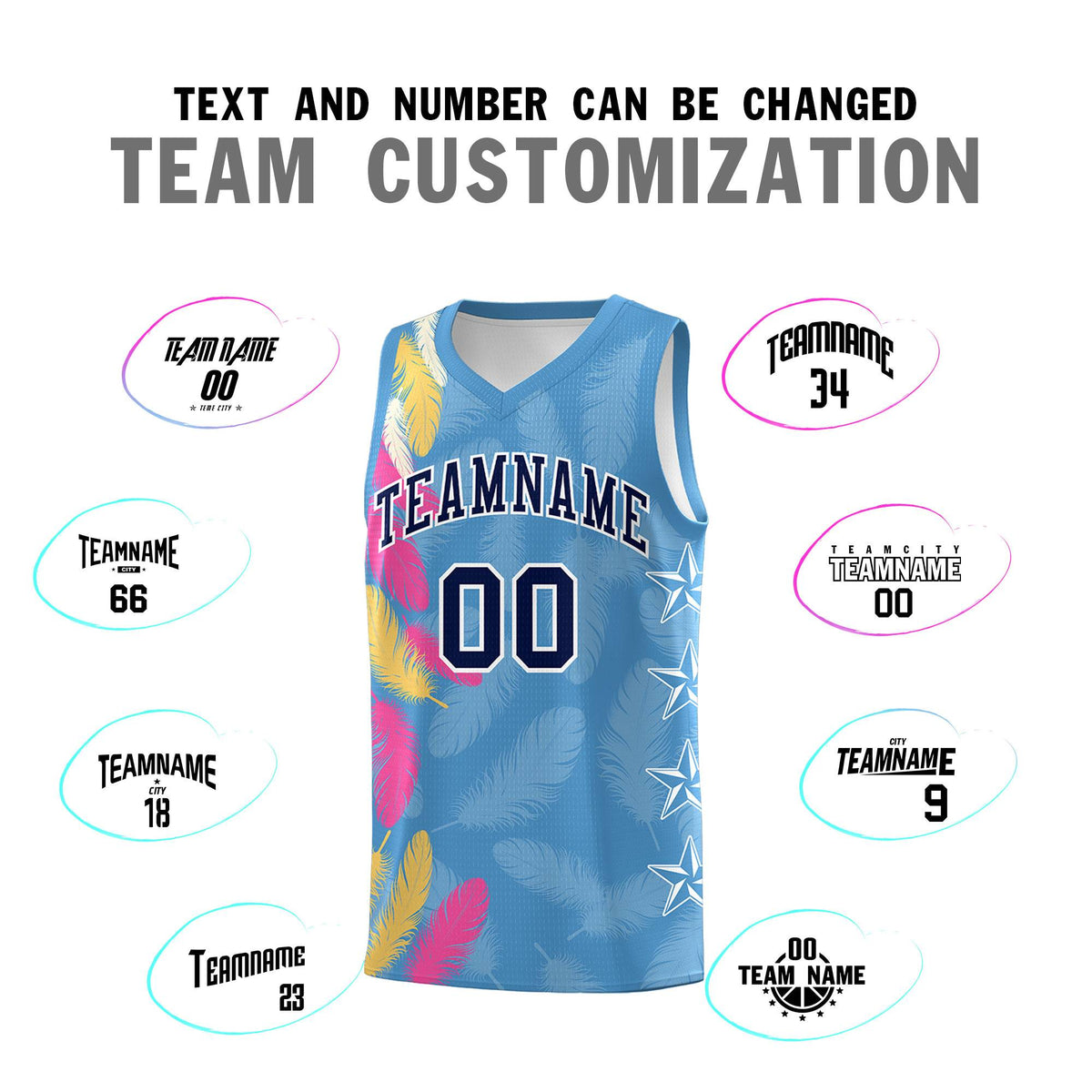 Custom Youth Basketball Jersey Light Blue Navy Feather Series Sports Uniform
