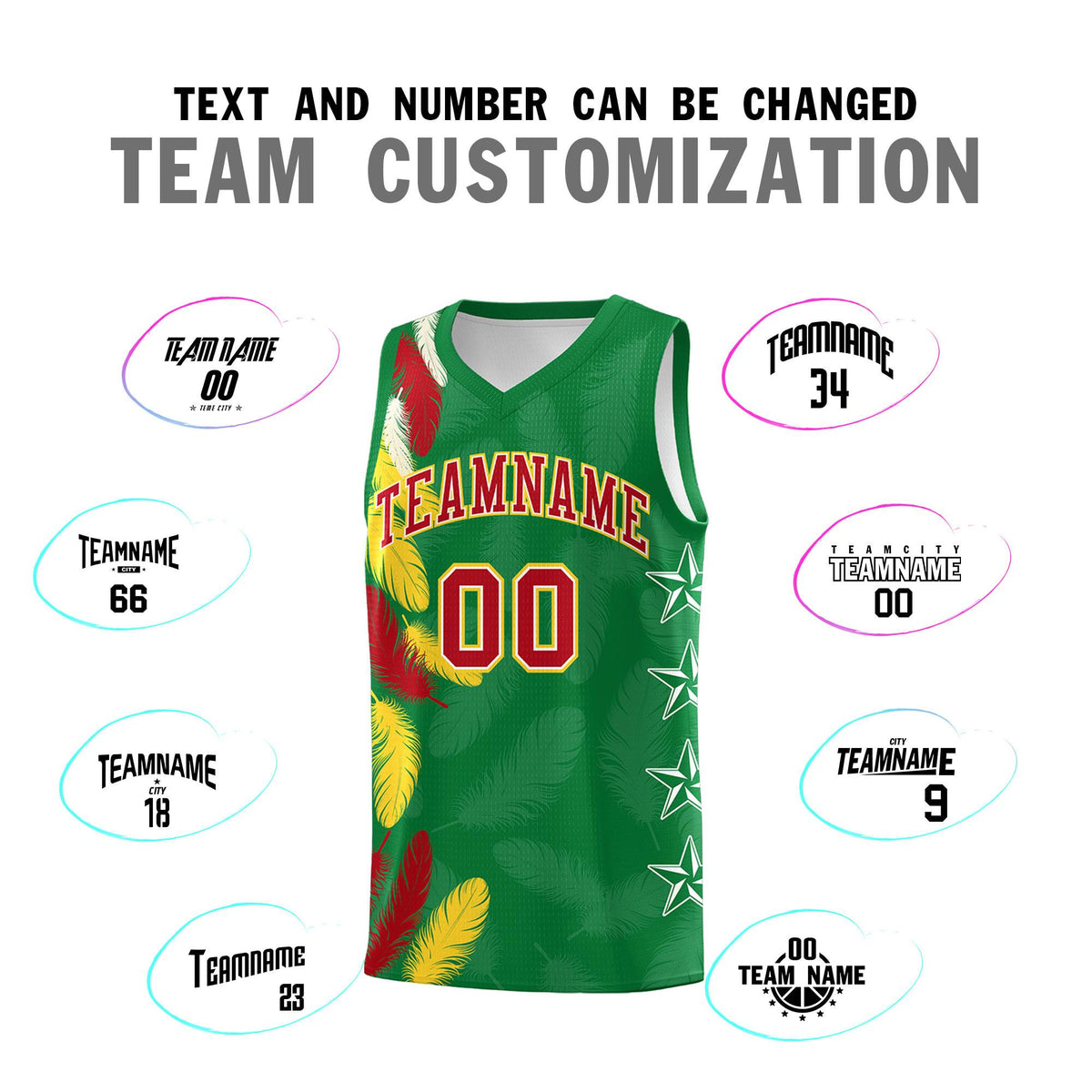 Custom Youth Basketball Jersey Kelly Green Red Feather Series Sports Uniform