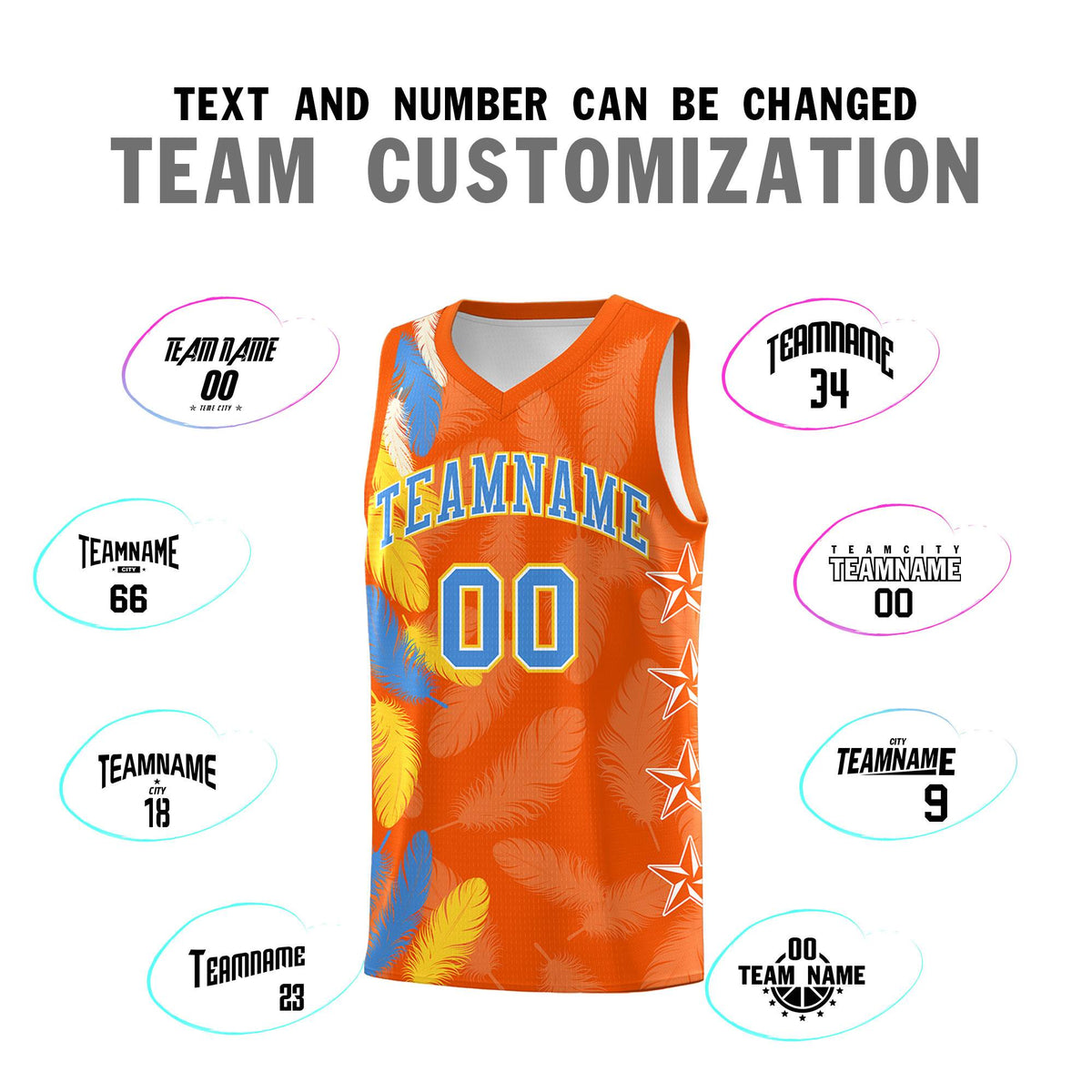 Custom Youth Basketball Jersey Orange Powder Blue Feather Series Sports Uniform