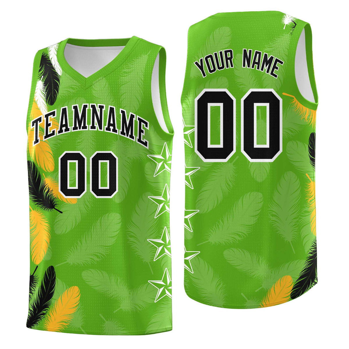 Custom Youth Basketball Jersey Neon Green Black Feather Series Sports Uniform