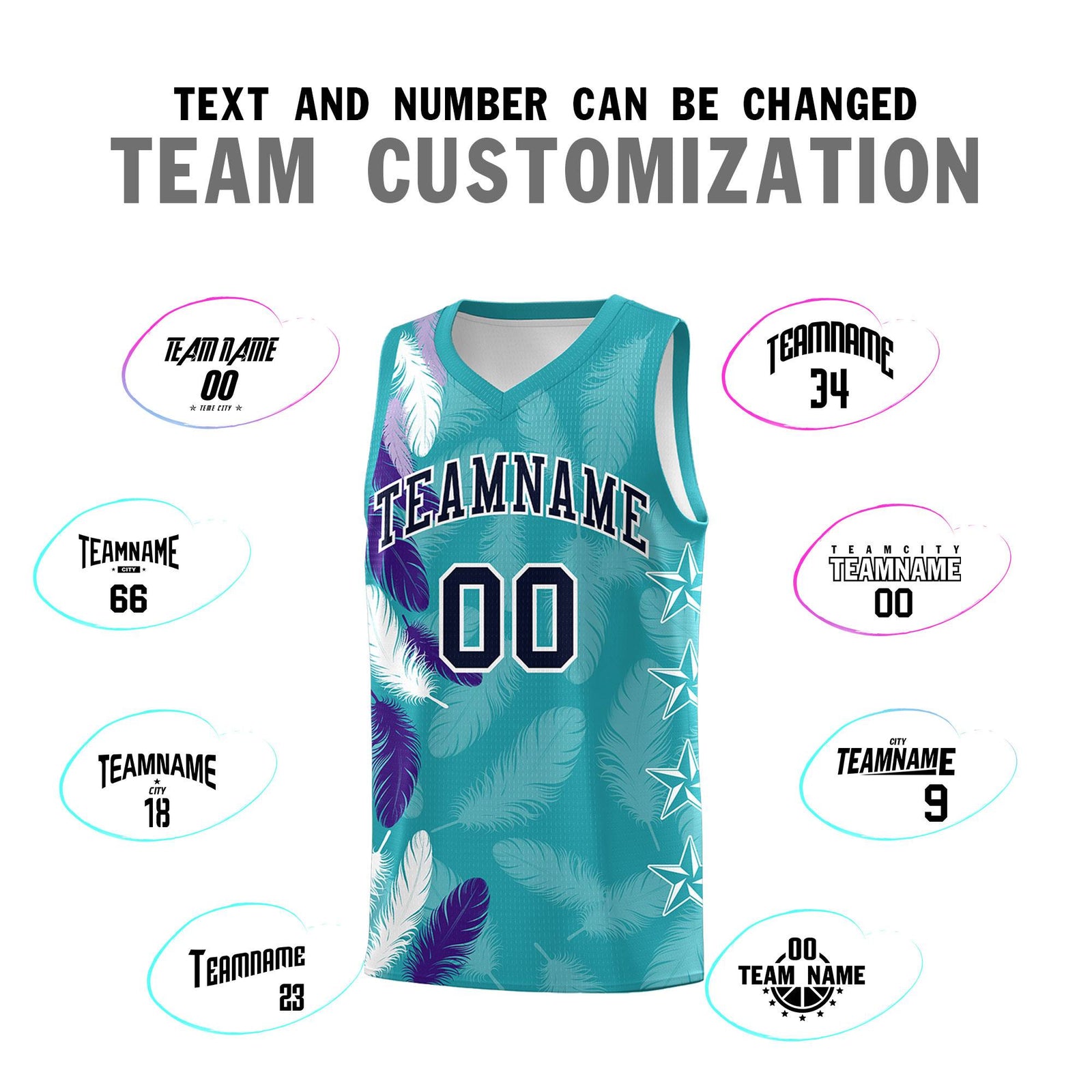 Custom Youth Basketball Jersey Aqua Navy Feather Series Sports Uniform