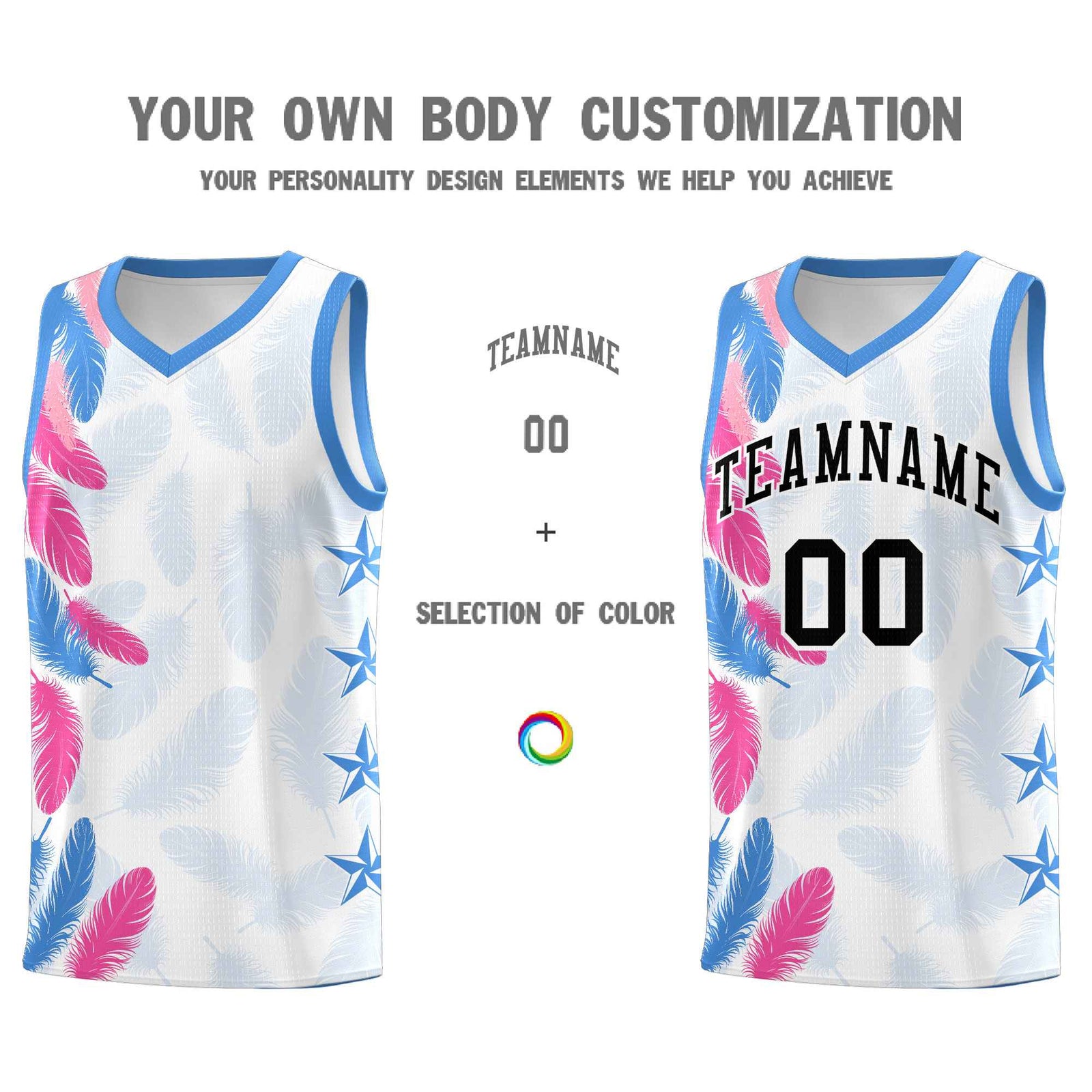 Custom Youth Basketball Jersey White Black Feather Series Sports Uniform