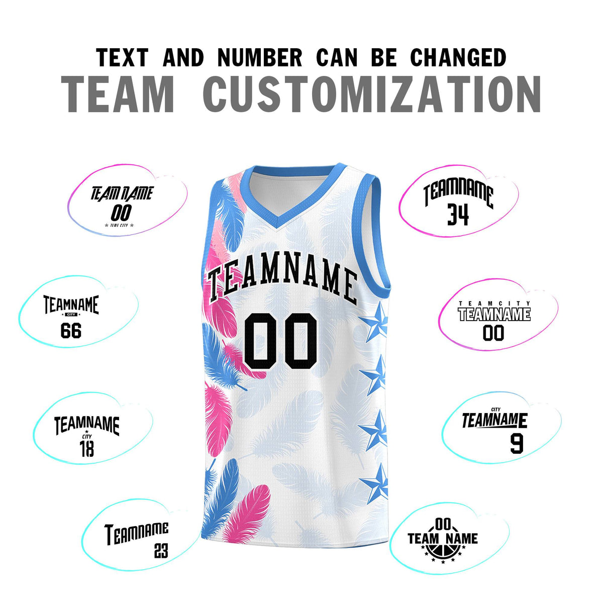 Custom Youth Basketball Jersey White Black Feather Series Sports Uniform