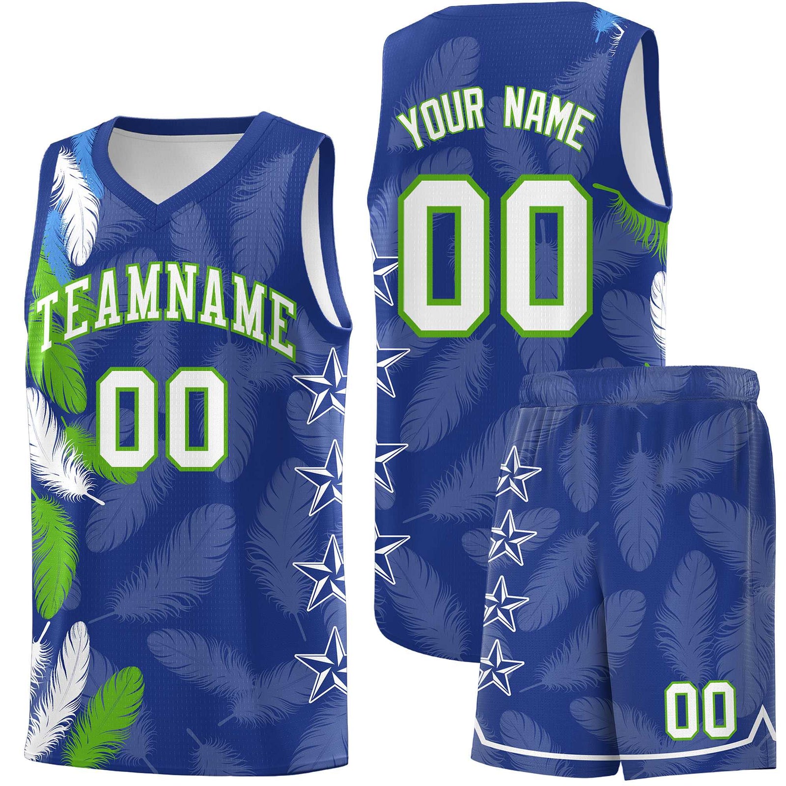 Custom Youth Basketball Jersey Royal White Feather Series Sports Uniform