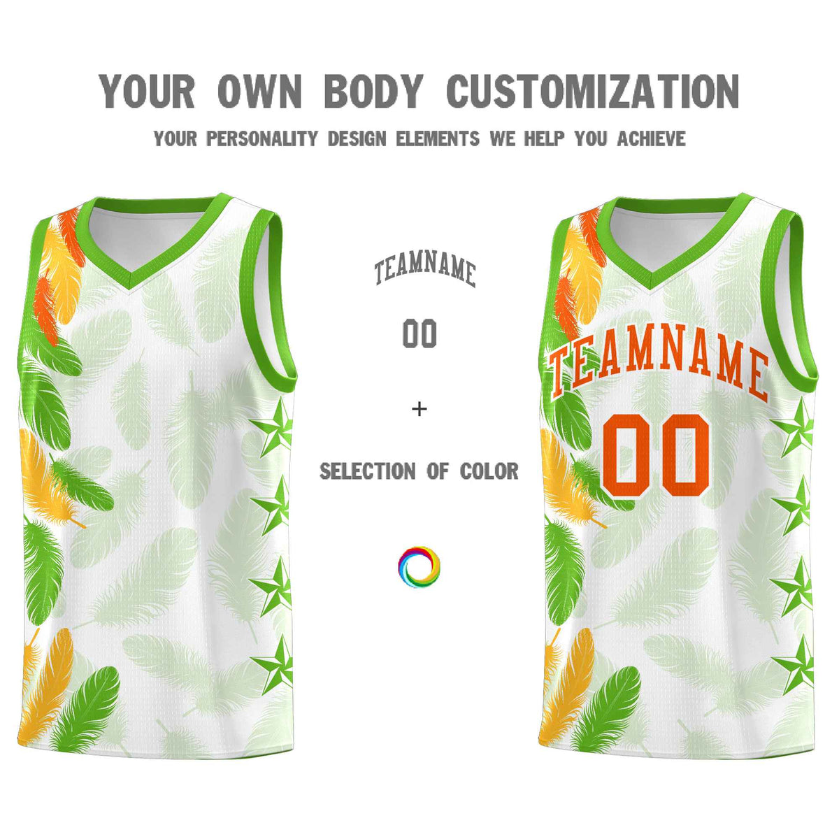 Custom Youth Basketball Jersey White Orange Feather Series Sports Uniform