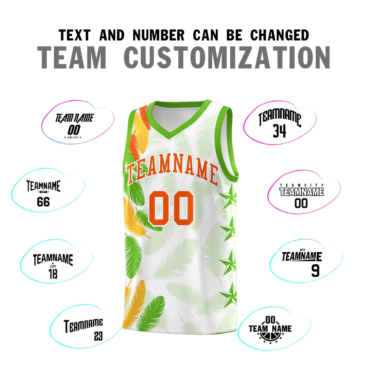 Custom Youth Basketball Jersey White Orange Feather Series Sports Uniform