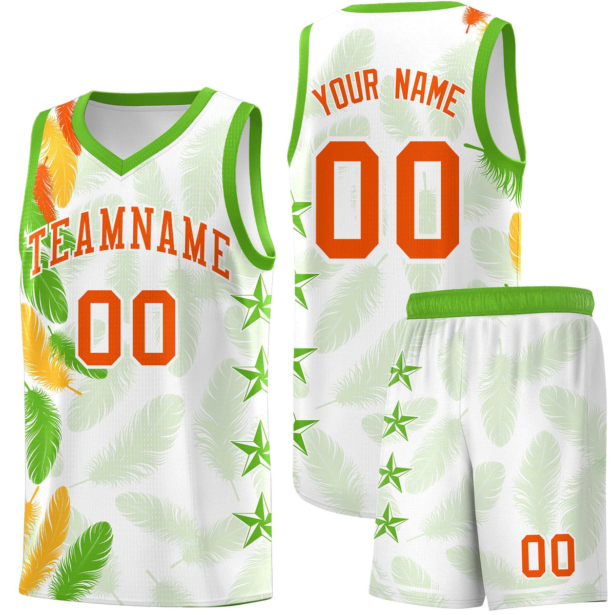 Custom Youth Basketball Jersey White Orange Feather Series Sports Uniform