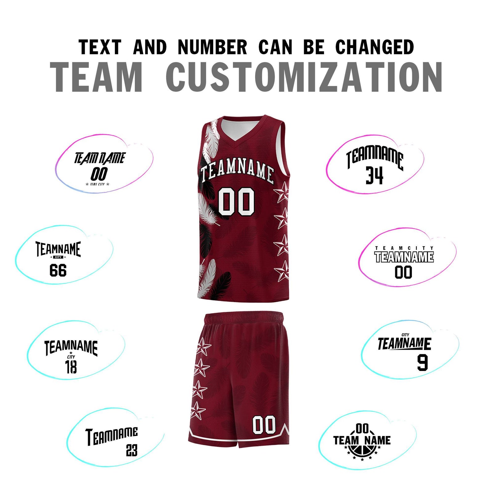 Custom Youth Basketball Jersey Maroon White Feather Series Sports Uniform