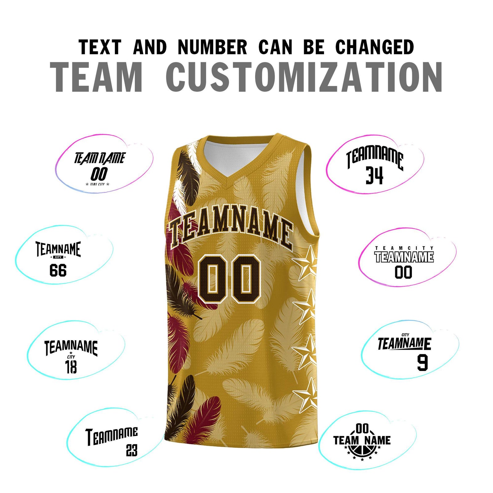 Custom Youth Basketball Jersey Old Gold Brown Feather Series Sports Uniform