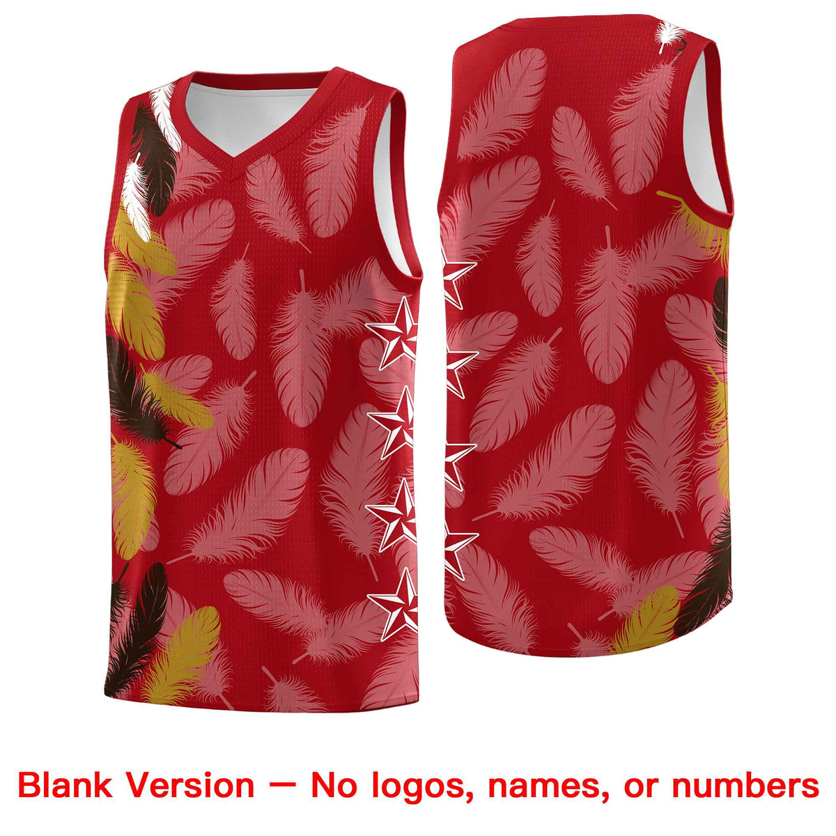 Custom Youth Basketball Jersey Red Brown Feather Series Sports Uniform