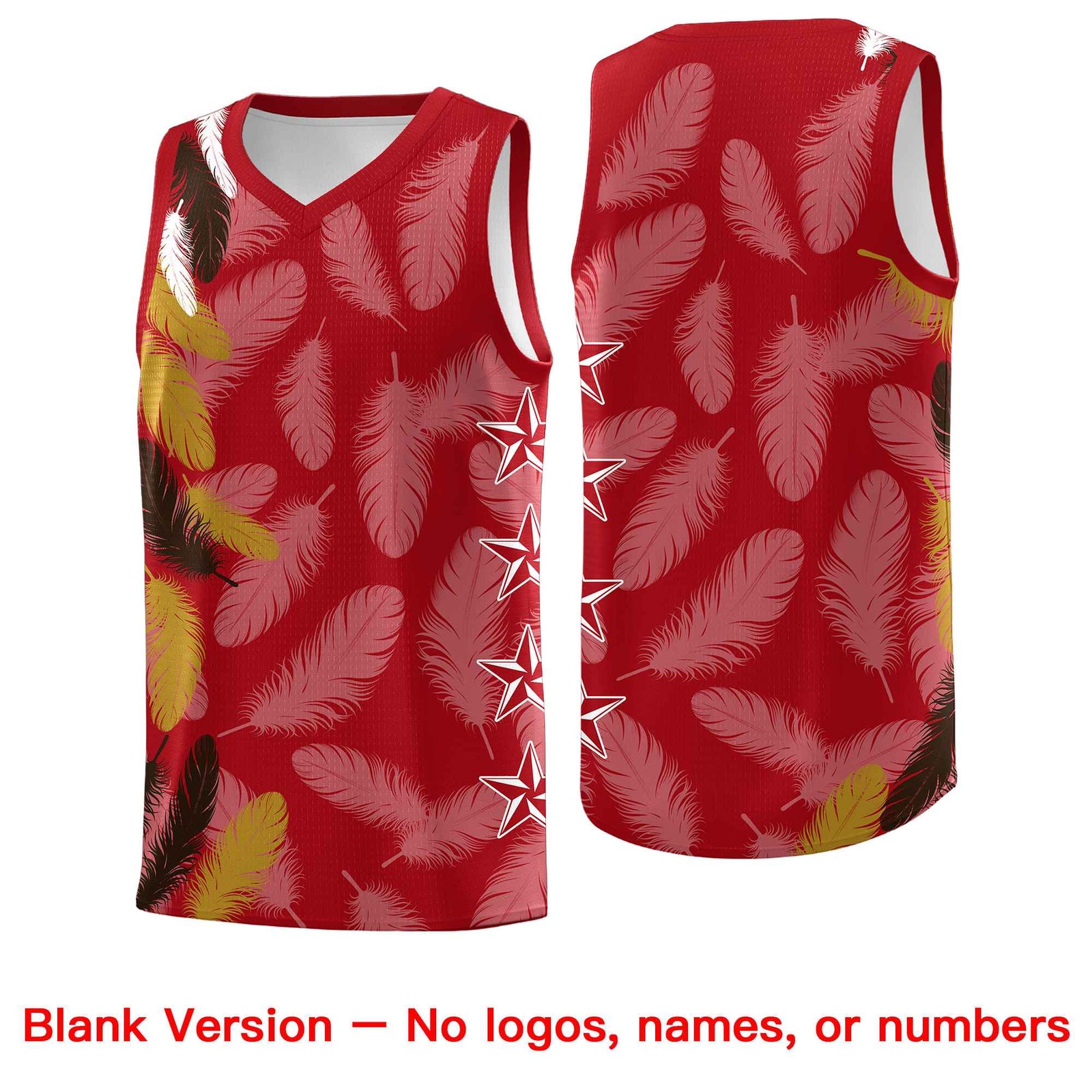 Custom Youth Basketball Jersey Red Brown Feather Series Sports Uniform
