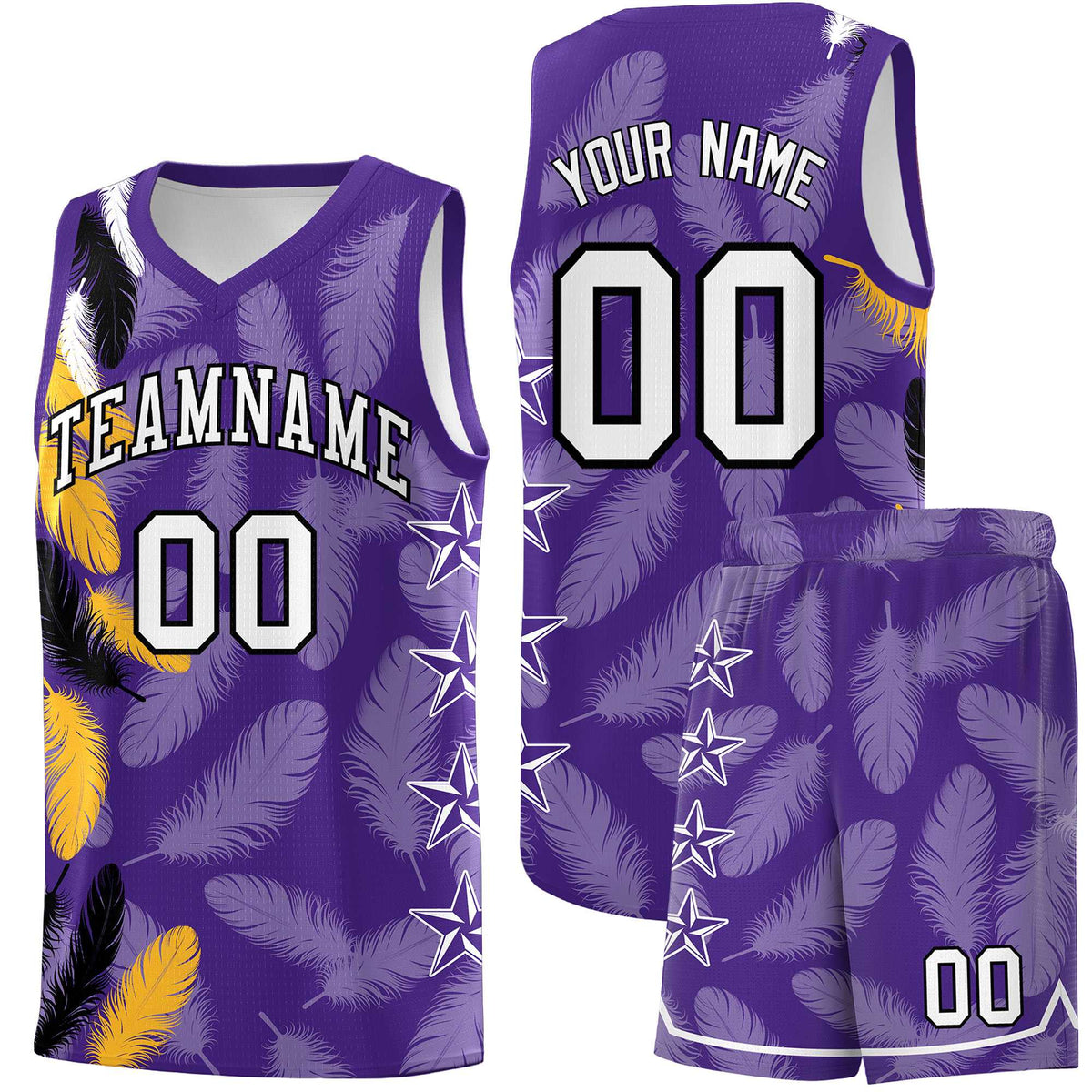 Custom Youth Basketball Jersey Purple White Feather Series Sports Uniform