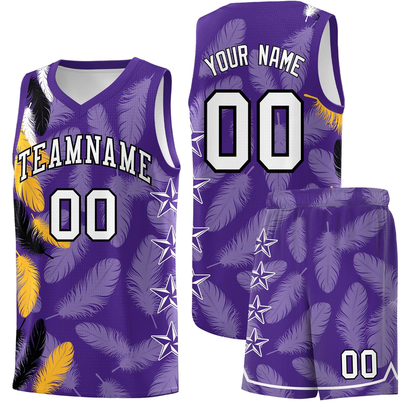 Custom Youth Basketball Jersey Purple White Feather Series Sports Uniform