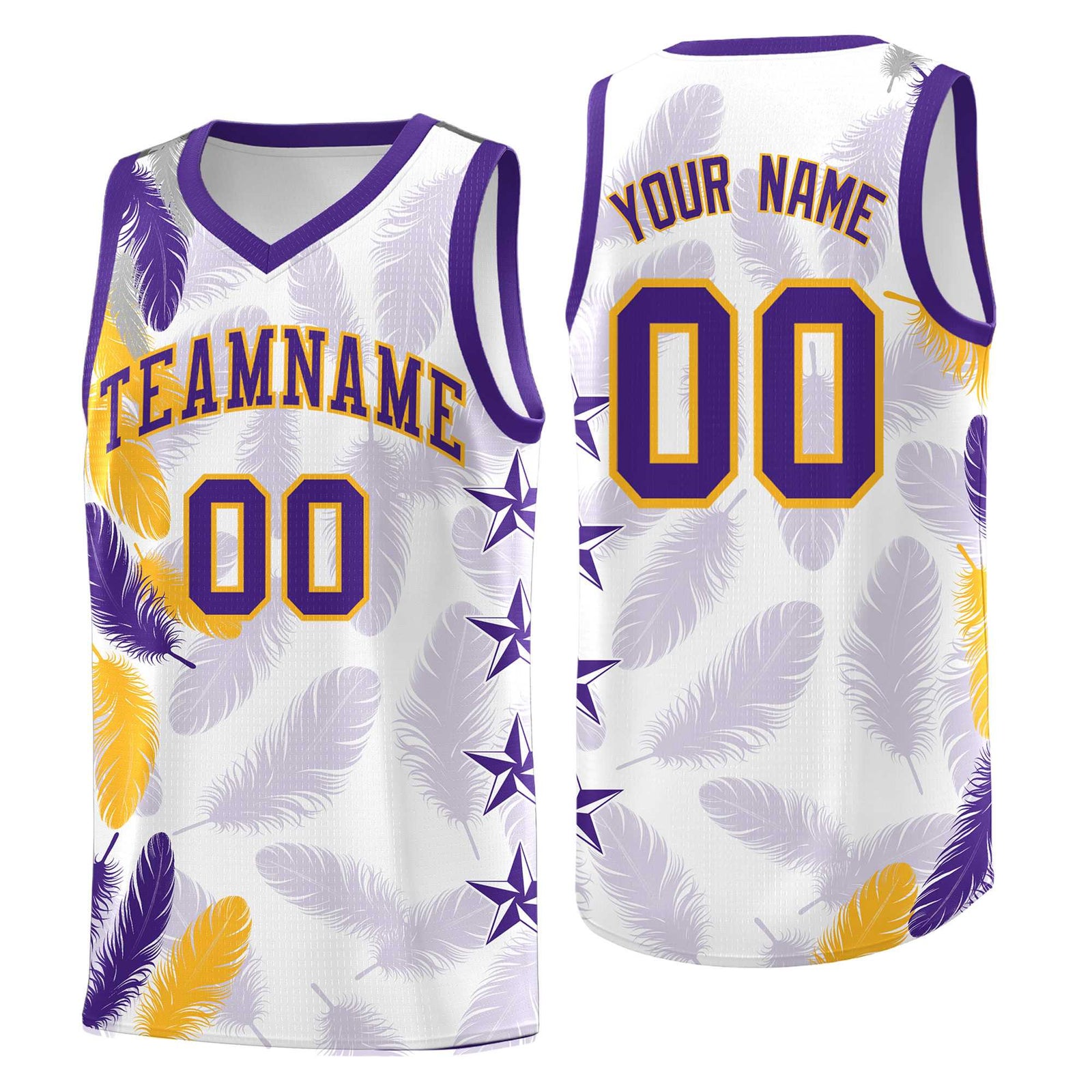 Custom Youth Basketball Jersey White Purple Feather Series Sports Uniform