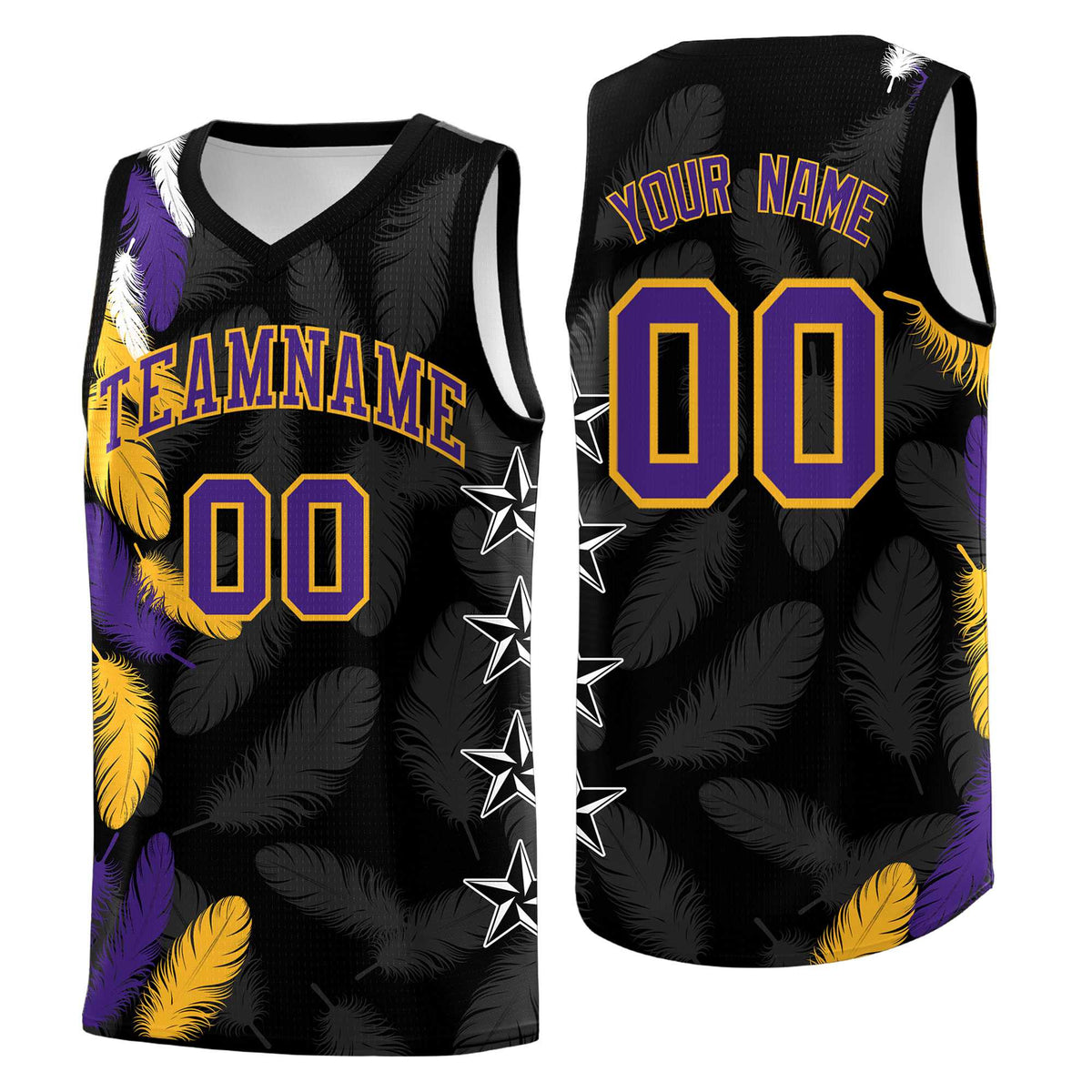 Custom Youth Basketball Jersey Black Purple Feather Series Sports Uniform