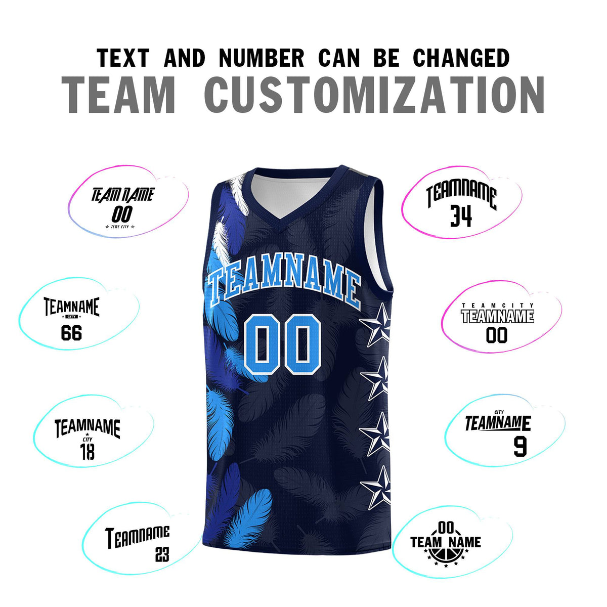 Custom Youth Basketball Jersey Navy Powder Blue Feather Series Sports Uniform