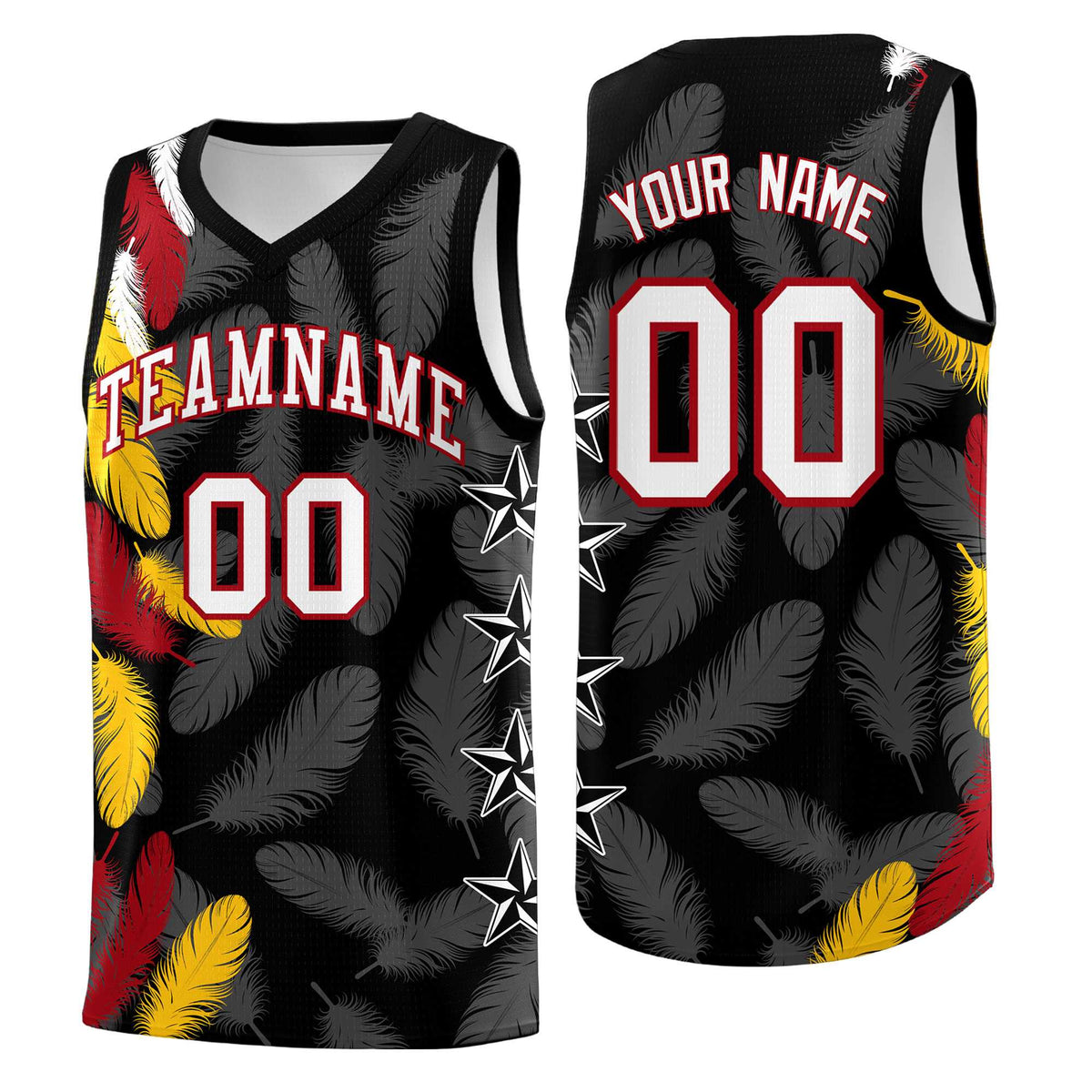 Custom Youth Basketball Jersey Black White Feather Series Sports Uniform