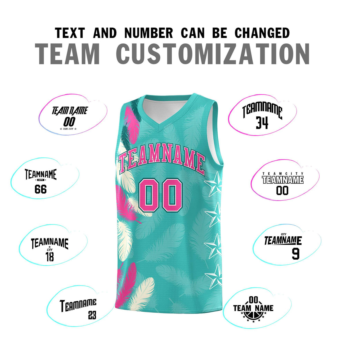 Custom Youth Basketball Jersey Bright Green Pink Feather Series Sports Uniform