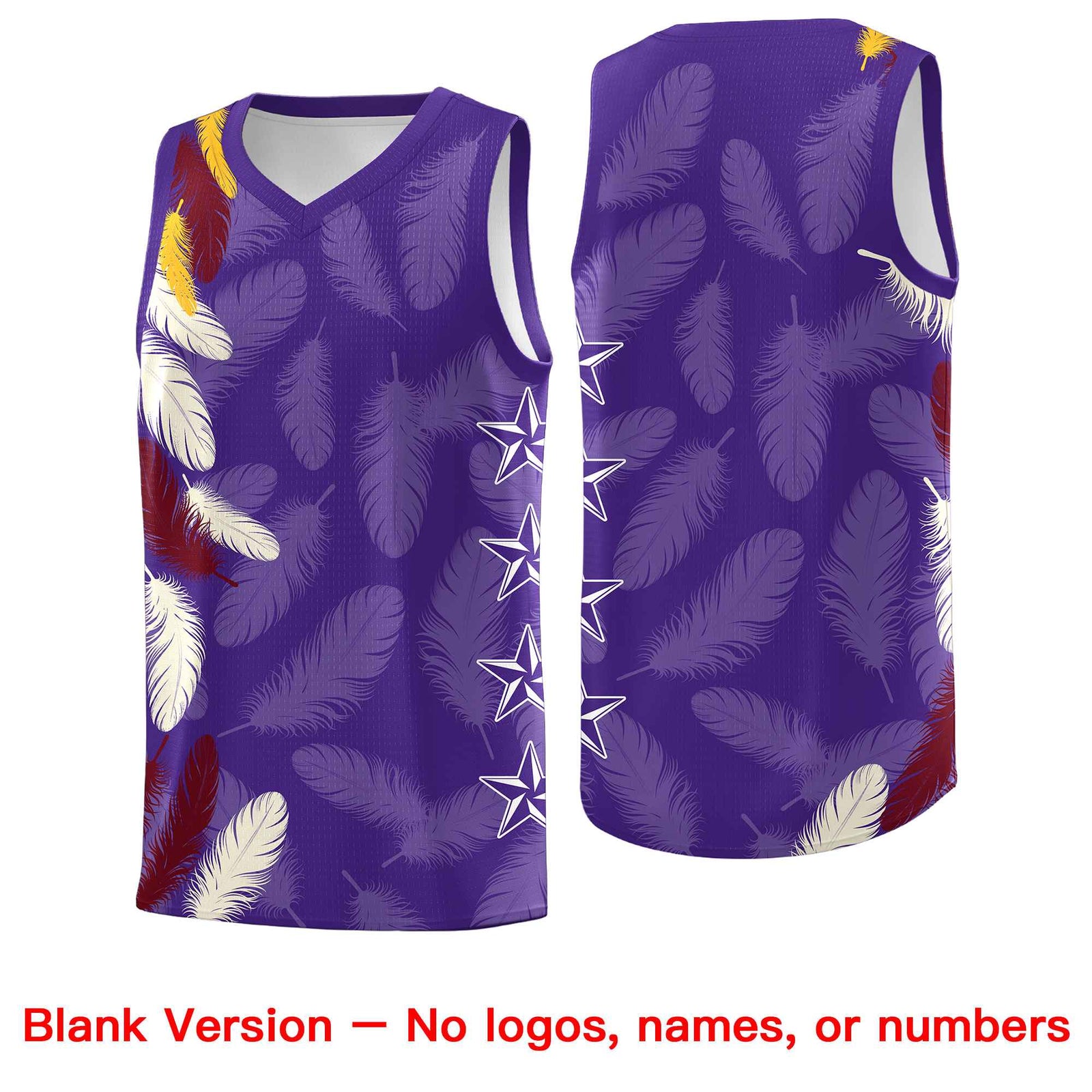 Custom Youth Basketball Jersey Purple Crimson Feather Series Sports Uniform
