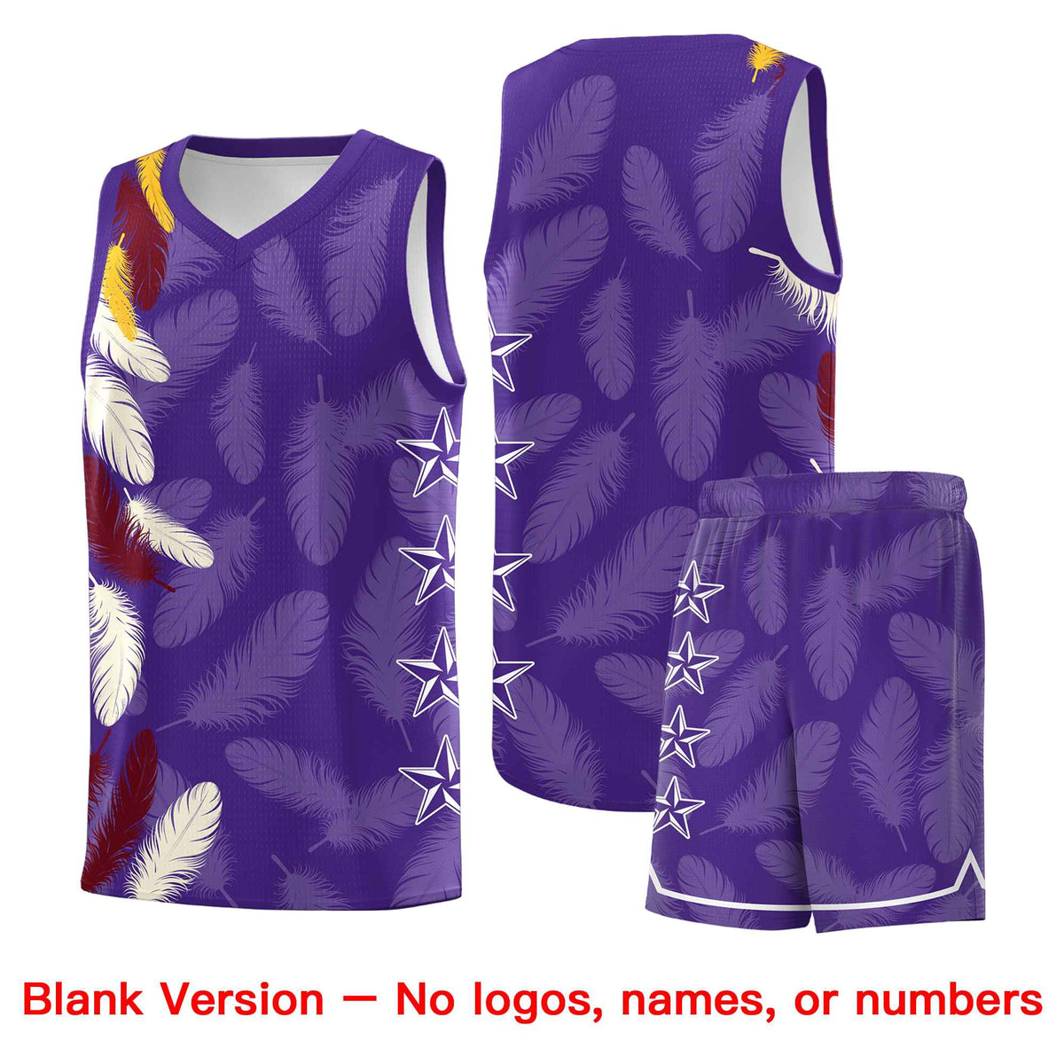 Custom Youth Basketball Jersey Purple Crimson Feather Series Sports Uniform