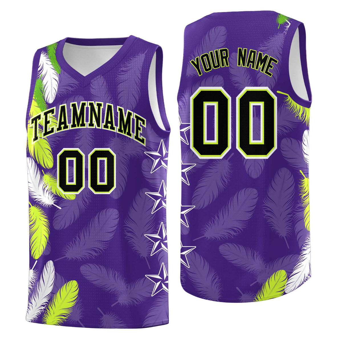 Custom Youth Basketball Jersey Purple Black Feather Series Sports Uniform