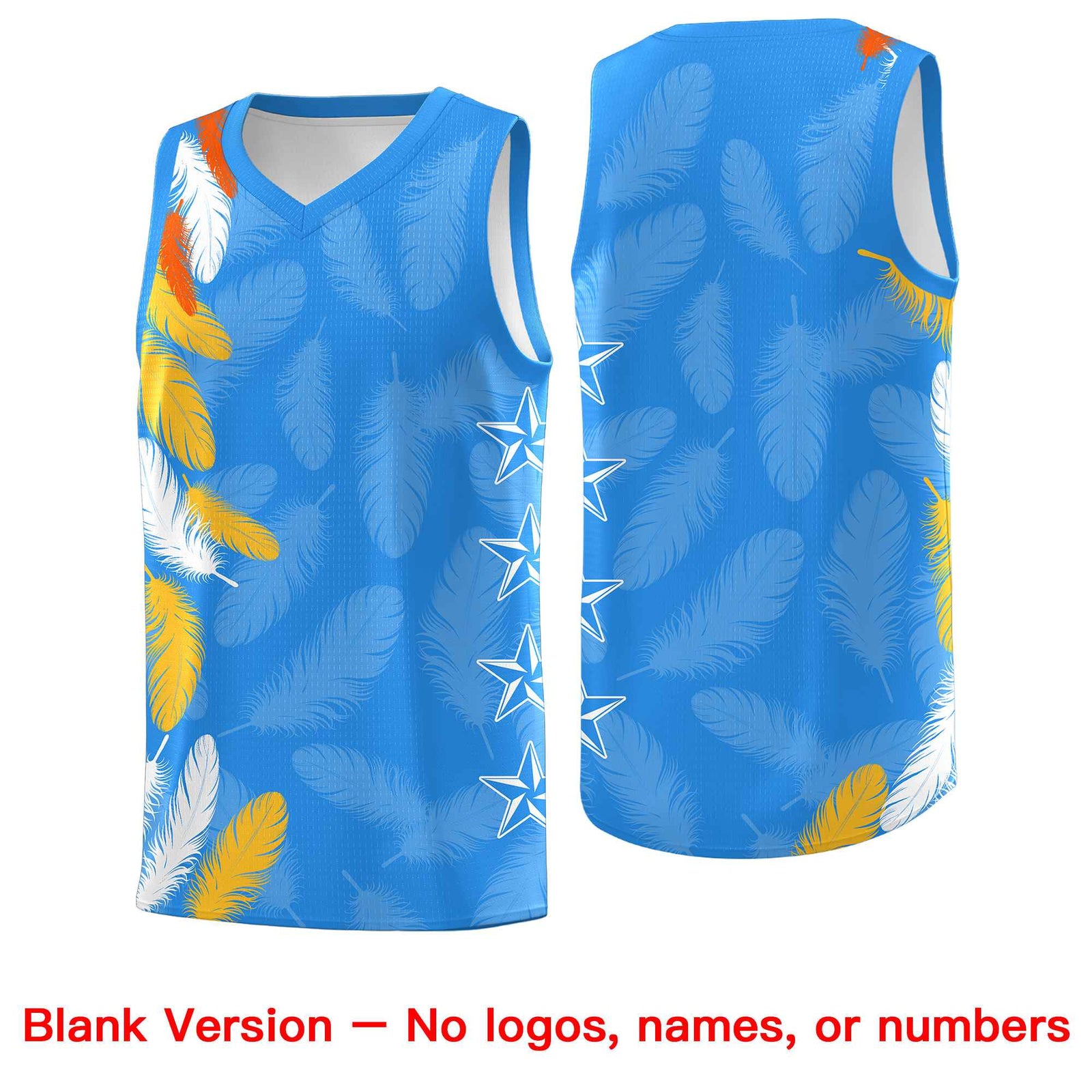 Custom Youth Basketball Jersey Powder Blue Orange Feather Series Sports Uniform