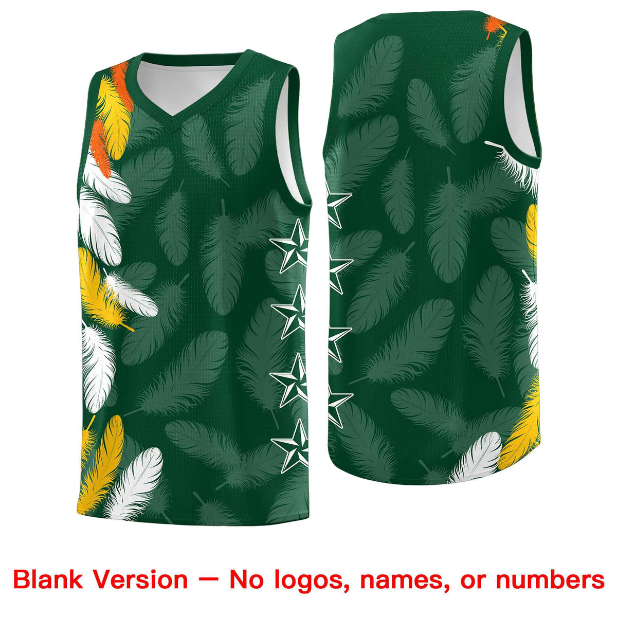 Custom Youth Basketball Jersey Green Gold Feather Series Sports Uniform