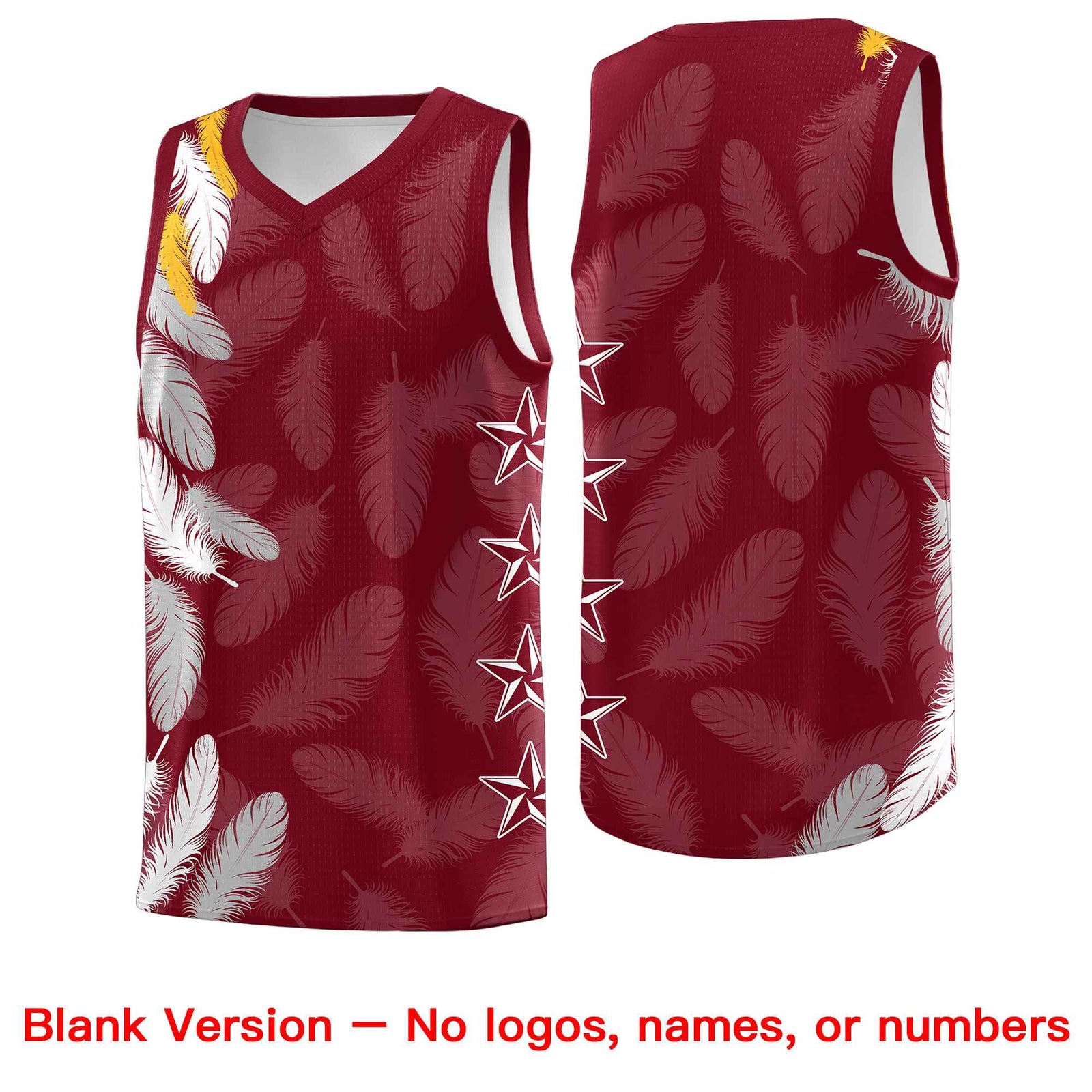 Custom Youth Basketball Jersey Crimson Gold Feather Series Sports Uniform