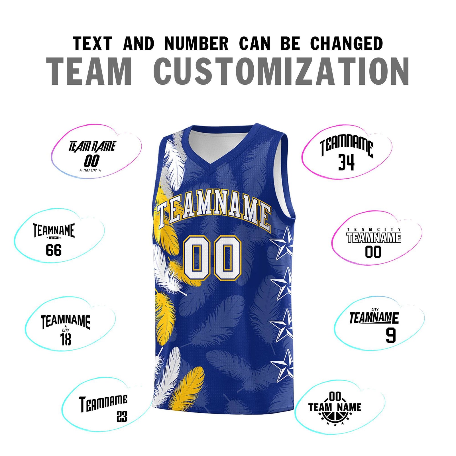 Custom Youth Basketball Jersey Royal White Feather Series Sports Uniform