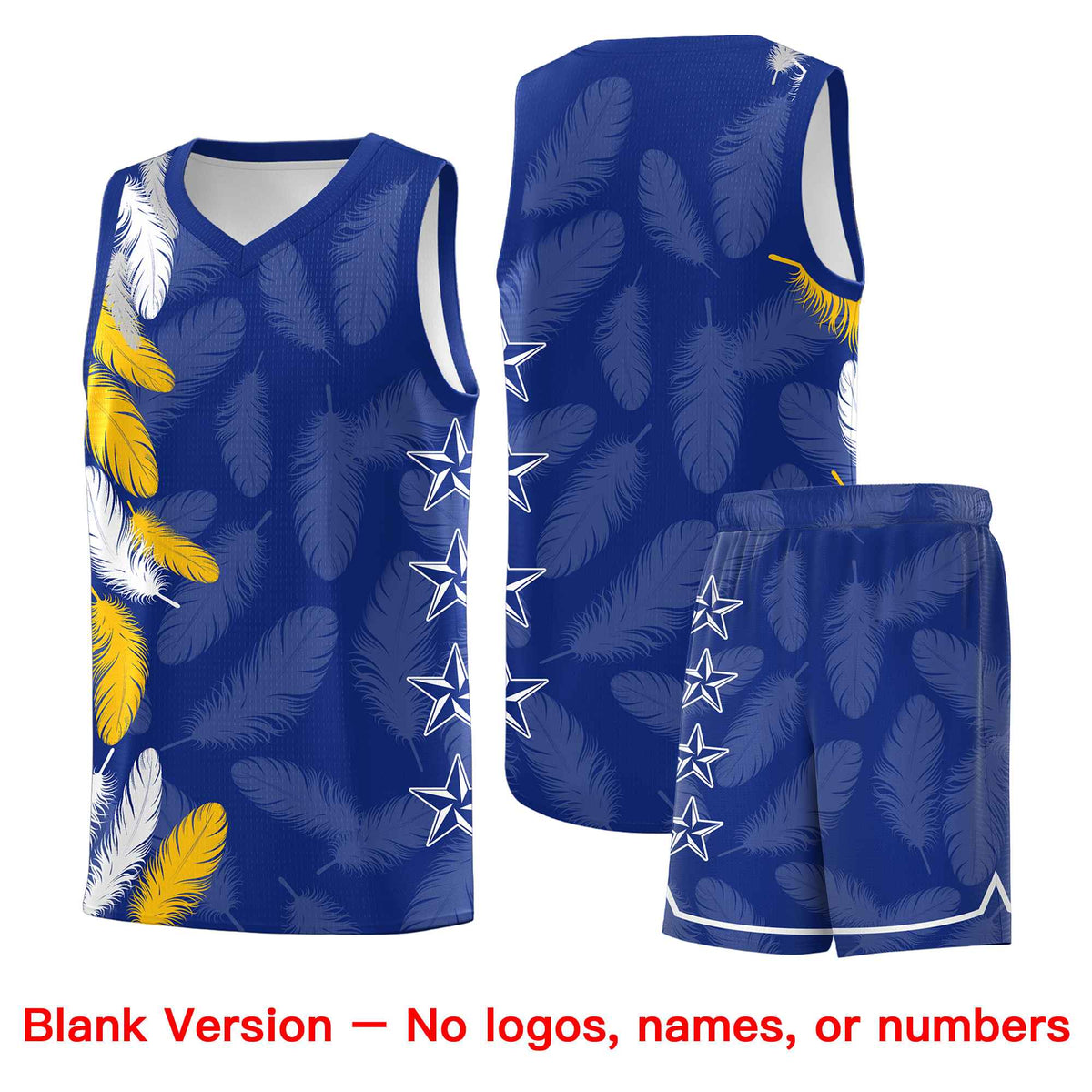 Custom Youth Basketball Jersey Royal White Feather Series Sports Uniform