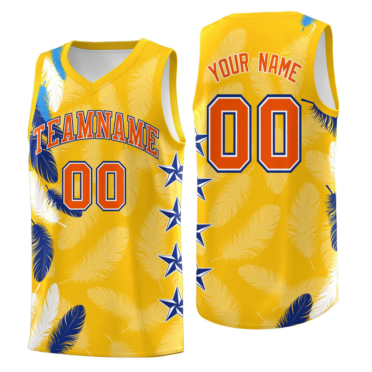 Custom Youth Basketball Jersey Gold Orange Feather Series Sports Uniform