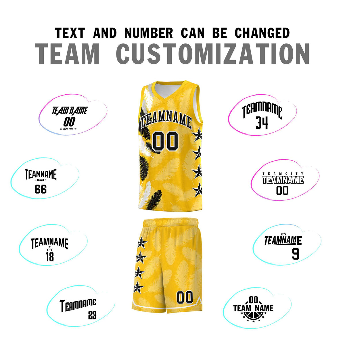 Custom Youth Basketball Jersey Gold Black Feather Series Sports Uniform
