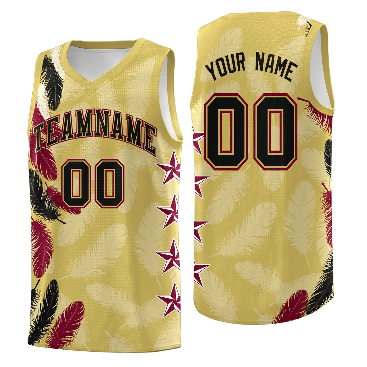 Custom Youth Basketball Jersey Old Gold Black Feather Series Sports Uniform